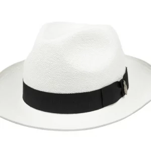 Classic Preset Panama Hat With Black Band & Cream Binding