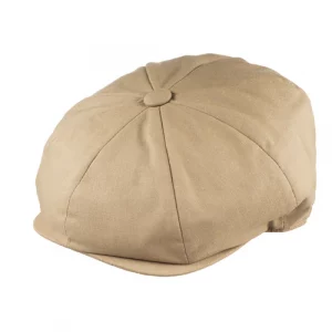 8 Piece Linen Blend Baker Boy Cap Mushroom