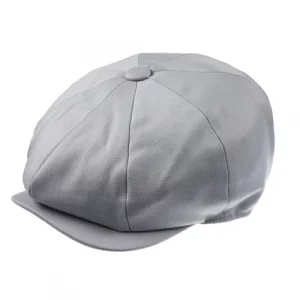 Ellis 8 piece baker boy cap in satin wool fabric in Mist