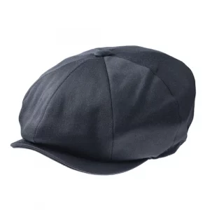 Ellis 8 piece baker boy cap in satin wool fabric in Navy