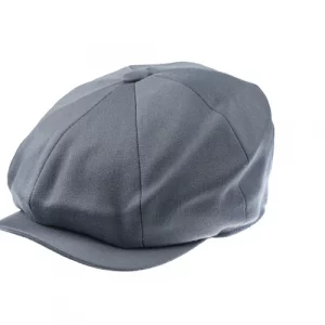 Ellis 8 piece baker boy cap in satin wool fabric in Slate