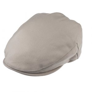 Ellis Balmoral flat cap in satin wool fabric in Bisque