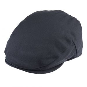 Ellis Balmoral flat cap in satin wool fabric in Navy